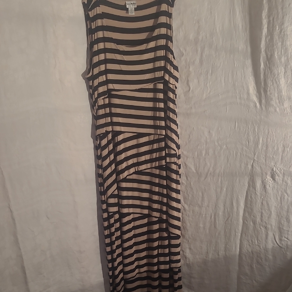 Kate & Mallory Black and Cream Asymmetrical Dress